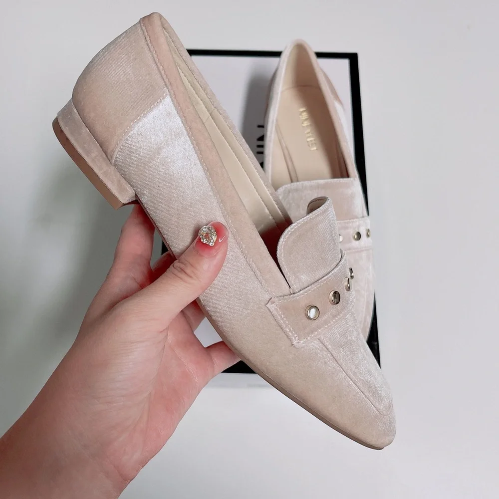 Nine West Xiamarao Natural Grommet Loafer velvet/ NWB - Picture 3 of 7